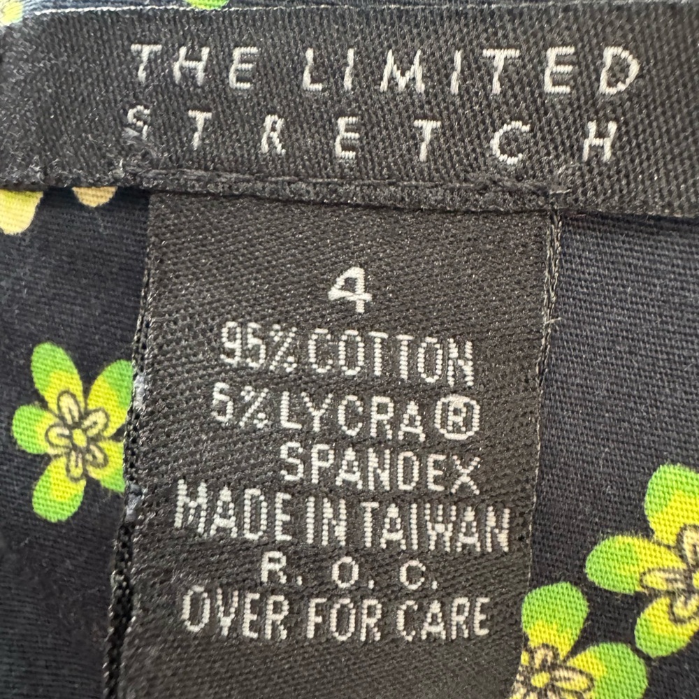 The Limited Black Floral Mini Dress Green Print Fitted Stretch Size 4 - Picture 6 of 6